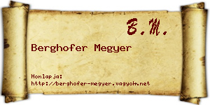 Berghofer Megyer névjegykártya